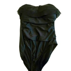 Kona Sol High Coverage One Piece Bathing Suit Black Size Small NWT